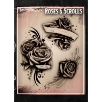 Airbrush Tattoo Pro Stencil Rose s and Scrolls (Rose s and Scrolls)